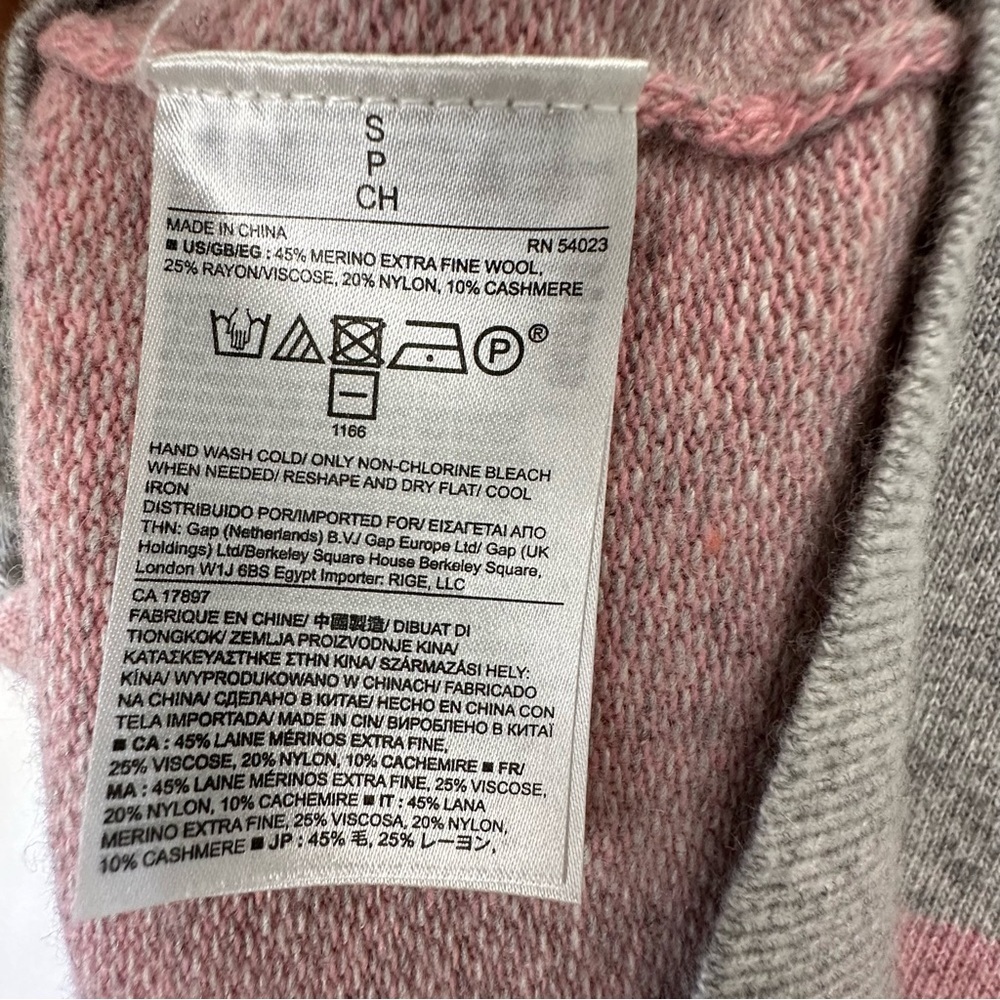 Banana Republic Filpucci Italian Extra Fine Merino Wool Pink Grey Sweater S - Picture 6 of 7